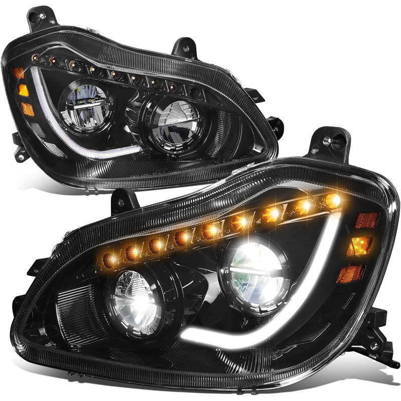 2013-2021 Kenworth T680 LED Black Aftermarket Headlights