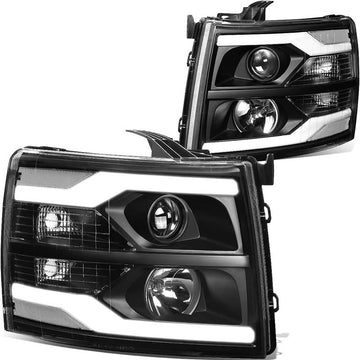 2007-2013 Chevy Silverado LED DRL Black Aftermarket Headlights