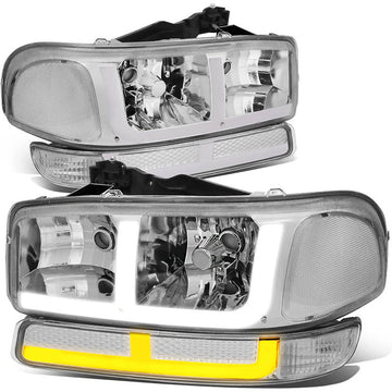 1999-2006 GMC Sierra Smoked LED Switchback Aftermarket Headlights