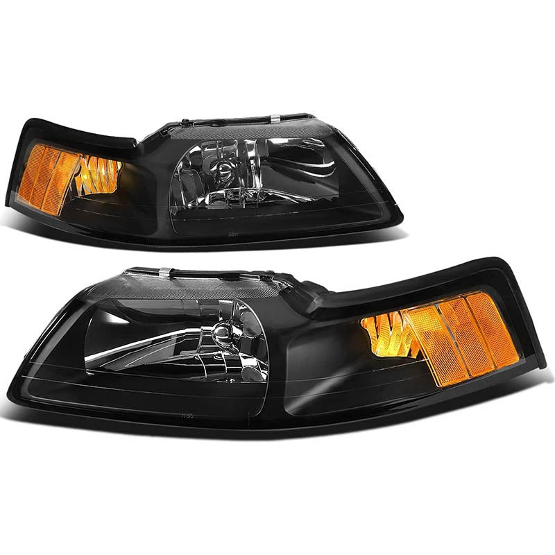 1999-2004 Ford Mustang Black Aftermarket Headlights