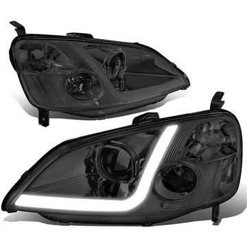 2001-2003 Honda Civic Smoked LED DRL Aftermarket Headlights