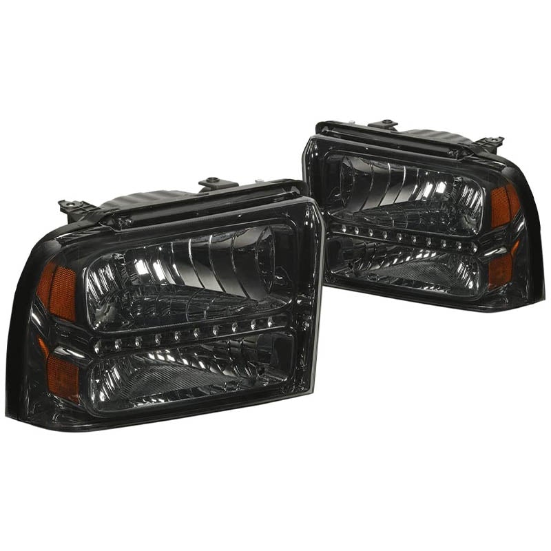 2005-2007 Ford F250 Smoked LED DRL Aftermarket Headlights