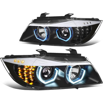 2006-2008 BMW E90 (3-Series) Blue LED DRL Aftermarket Headlights