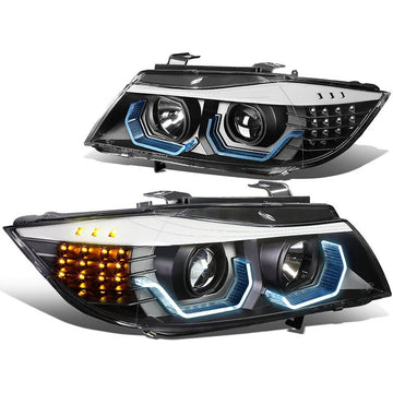 2005-2008 BMW 3-Series (e90) LED DRL Black Aftermarket Headlights