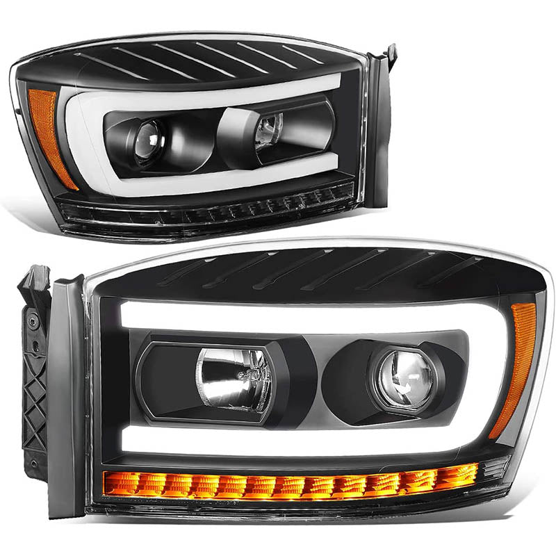 2006-2008 Dodge Ram LED DRL Black Aftermarket Headlights