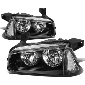 2006-2010 Dodge Charger Black Aftermarket Headlights