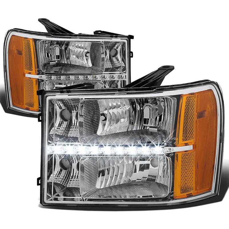 2007-2013 GMC Sierra LED Strip Aftermarket Headlights