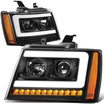 2007-2014 Chevy Tahoe LED DRL Black Aftermarket Headlights