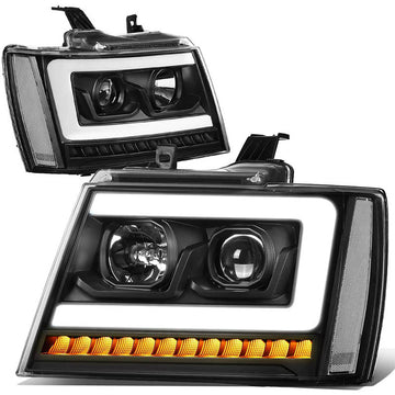 2007-2014 Chevy Tahoe LED DRL Black Aftermarket Headlights