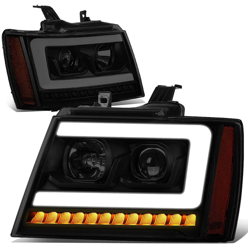 2007-2014 Chevy Tahoe Black Smoked LED DRL Aftermarket Headlights