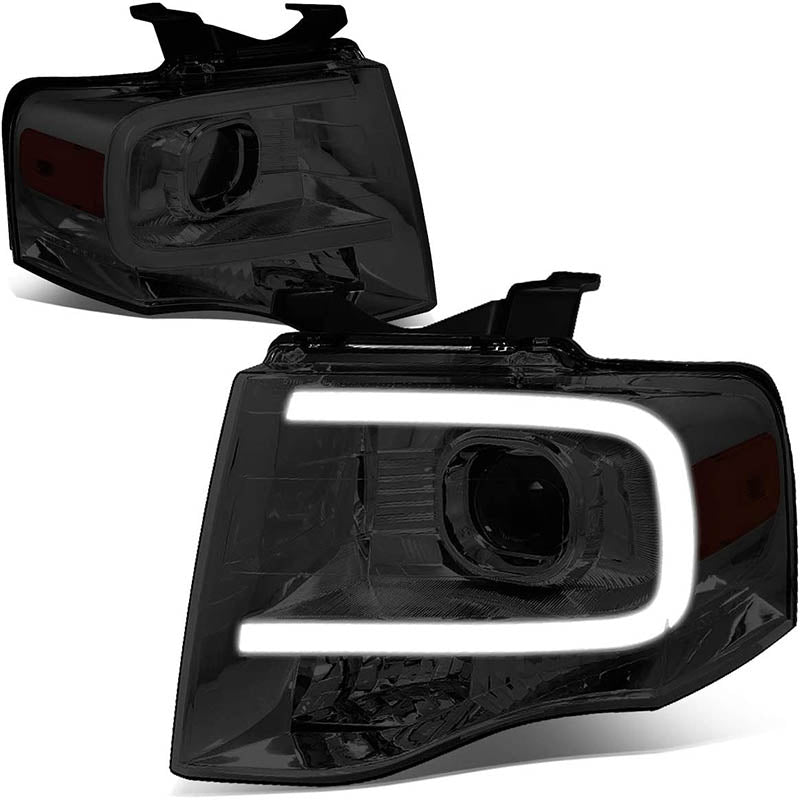 2007-2014 Ford Expedition LED DRL Smoked Aftermarket Headlights