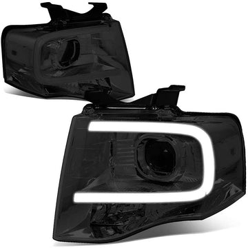 2007-2014 Ford Expedition LED DRL Smoked Aftermarket Headlights