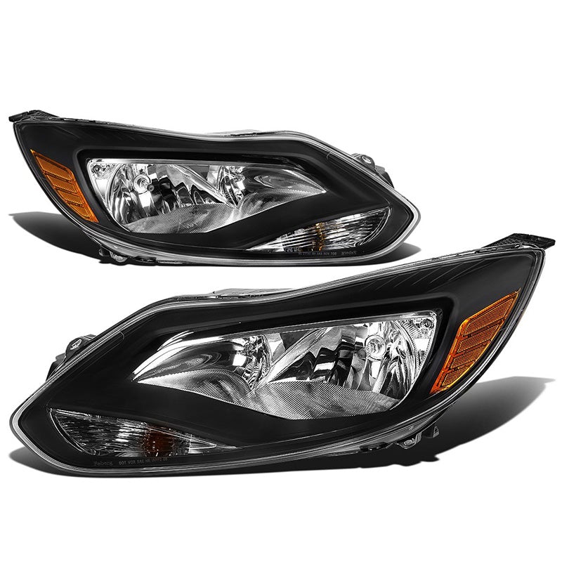 2012-2014 Ford Focus Black Amber Aftermarket Headlights