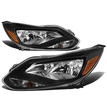 2012-2014 Ford Focus Black Amber Aftermarket Headlights