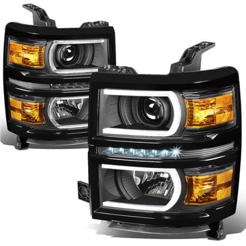 2014-2015 Chevy Silverado LED DRL Black Aftermarket Headlights