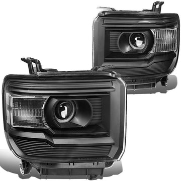 2014-2015 GMC Sierra 1500 Black Aftermarket Headlights