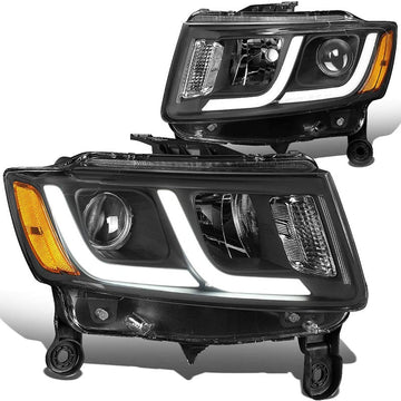 2014-2016 Jeep Grand Cherokee LED DRL Black Aftermarket Headlights