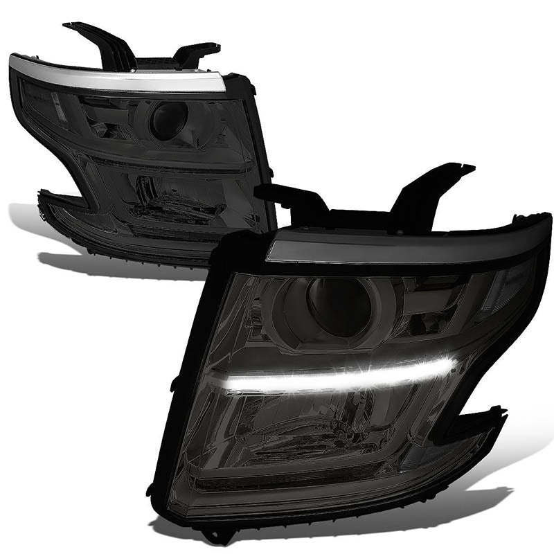 2015-2020 Chevy Tahoe LED Strip Smoked Aftermarket Headlights