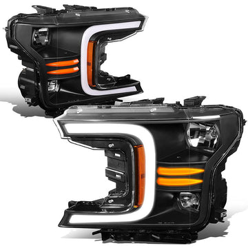 2018-2020 Ford F150 LED DRL Black Aftermarket Headlights