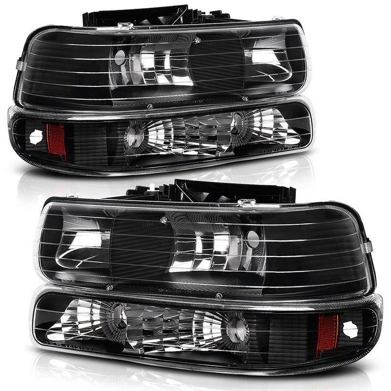 1999-2002 Chevy Silverado Black Aftermarket Headlights